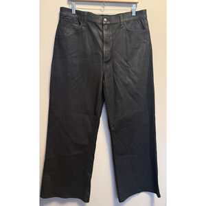 Joe's Jeans Mia High Rise Wide Leg Women's Black Wax Coated Petite Size 34 NWT